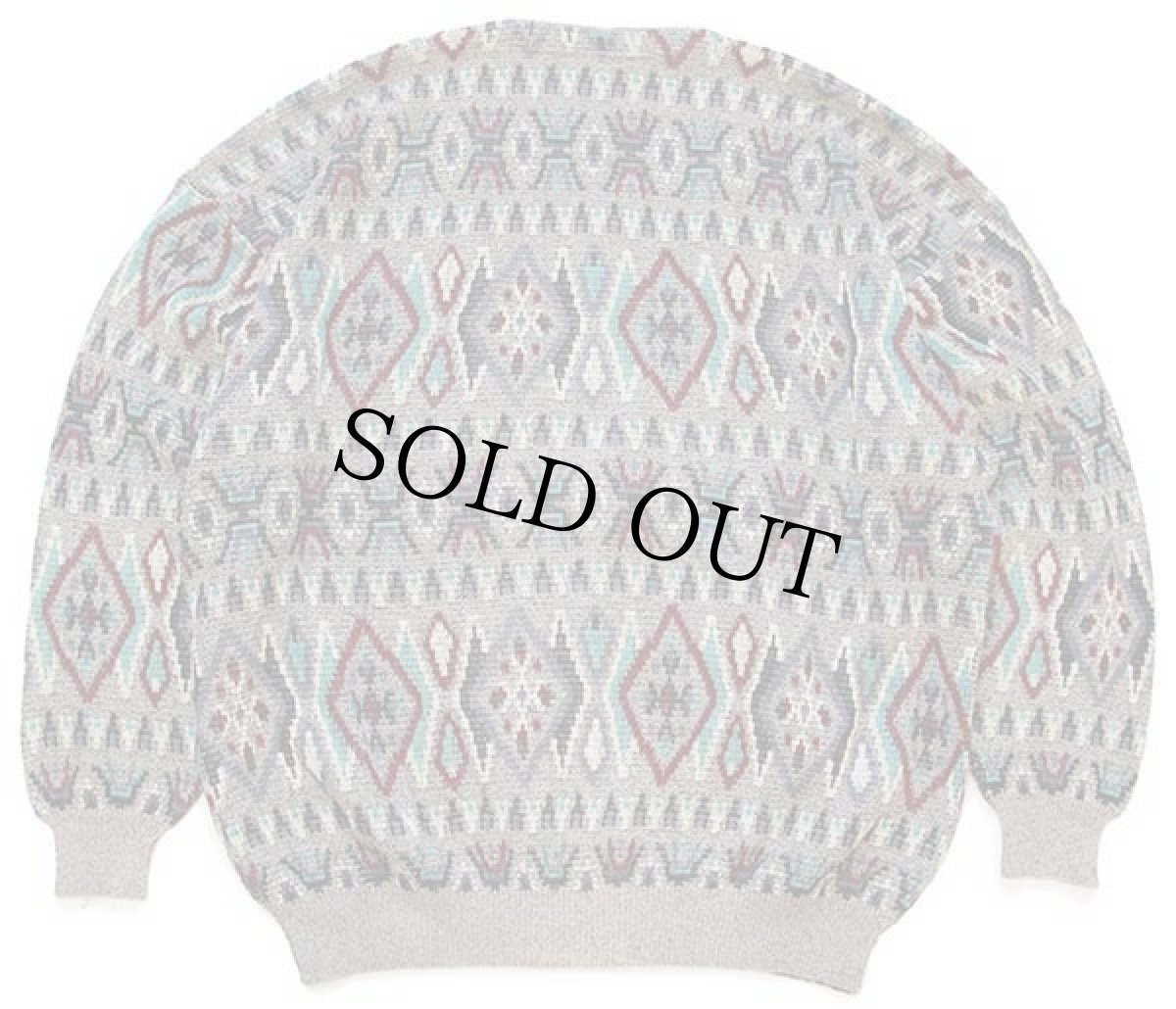 画像2: 90s イタリア製 GIA 総柄 ジャガード コットン×アクリルニット カーディガン 52 (2)