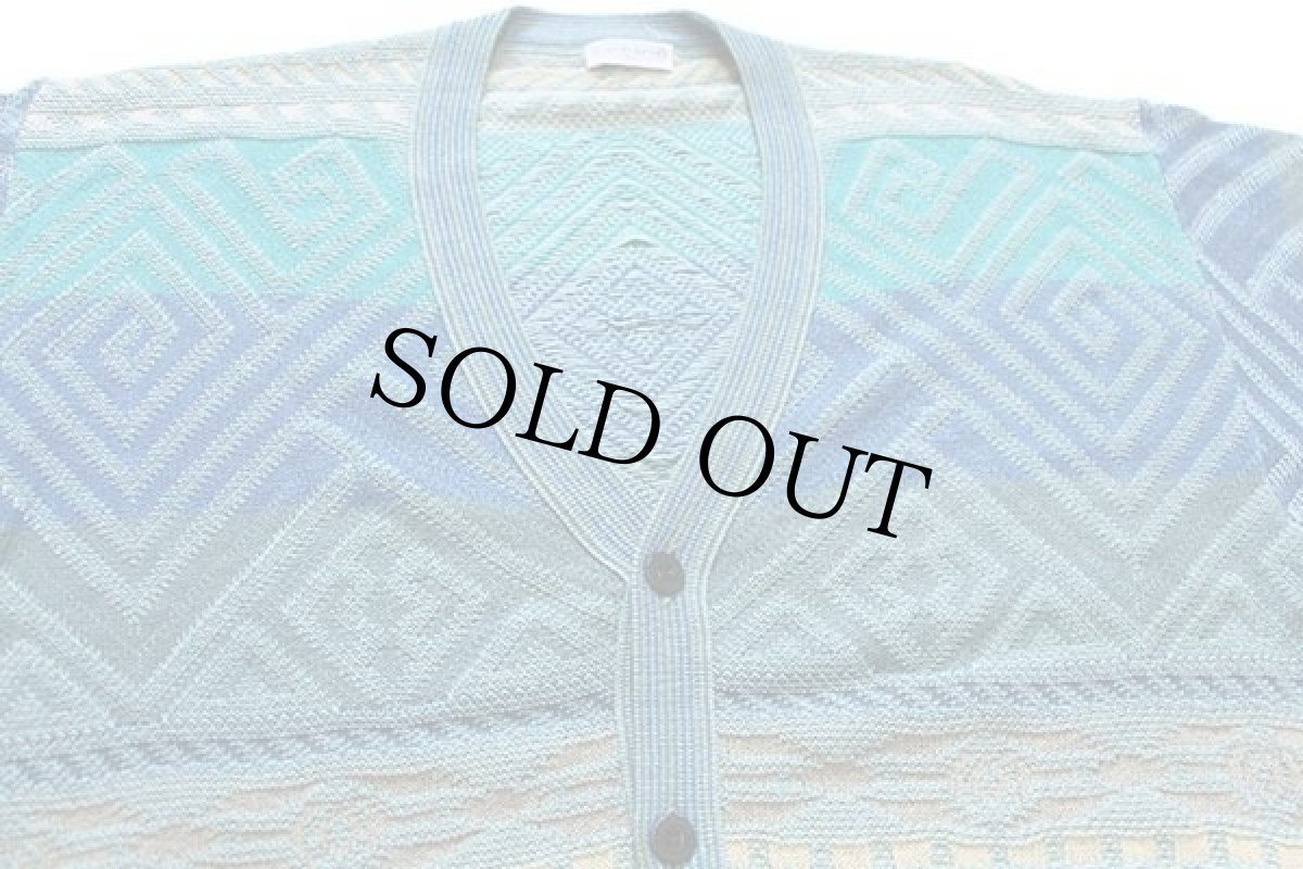 画像3: 90s イタリア製 cacharel 編み柄 コットン×アクリルニット カーディガン 50 (3)