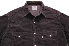 画像3: 90s Levi'sリーバイス コットン コーデュロイ ウエスタンシャツ 焦げ茶 M★ユーロ (3)