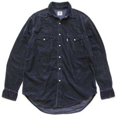 画像1: 90s Levi'sリーバイス コットン コーデュロイ ウエスタンシャツ 黒 L★ユーロ (1)