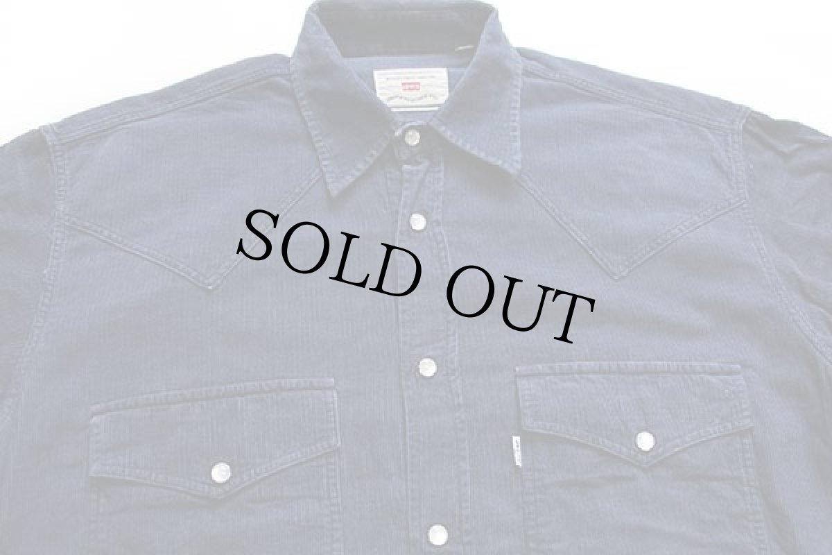 画像3: 90s イタリア製 Levi'sリーバイス コットン コーデュロイ ウエスタンシャツ 紺 M★ユーロ (3)