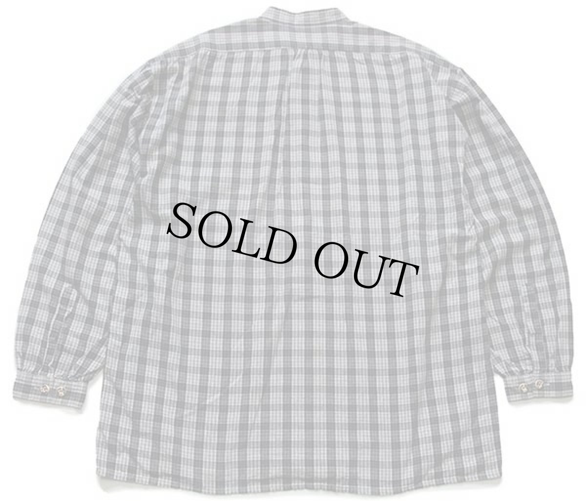 画像2: Distler チェック バンドカラー プルオーバー チロリアン コットンシャツ L (2)