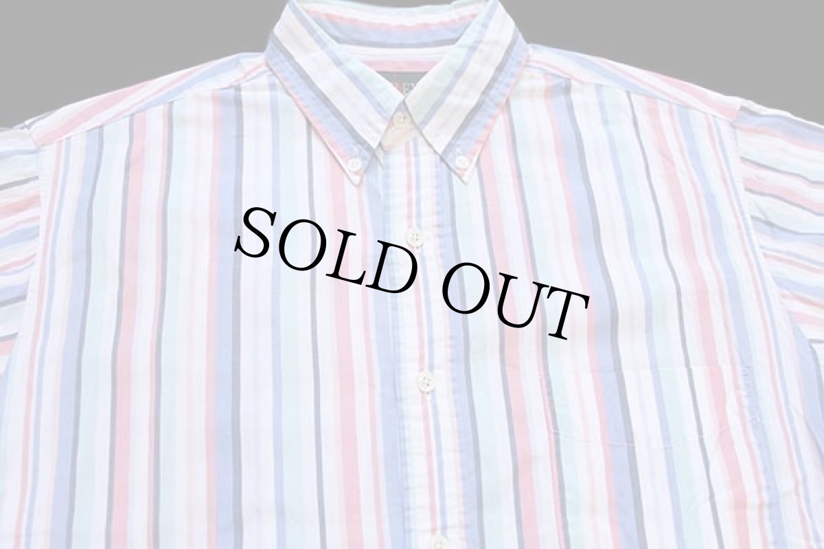 画像3: 90s J.CREW ランダムストライプ ボタンダウン コットンシャツ パステル S (3)