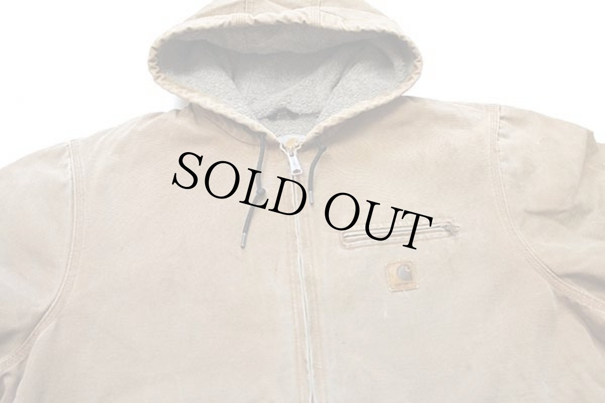 画像3: 00s メキシコ製 carharttカーハート シェルパラインド サンドストーン ダック地 シエラジャケット ボロ 茶 XL (3)