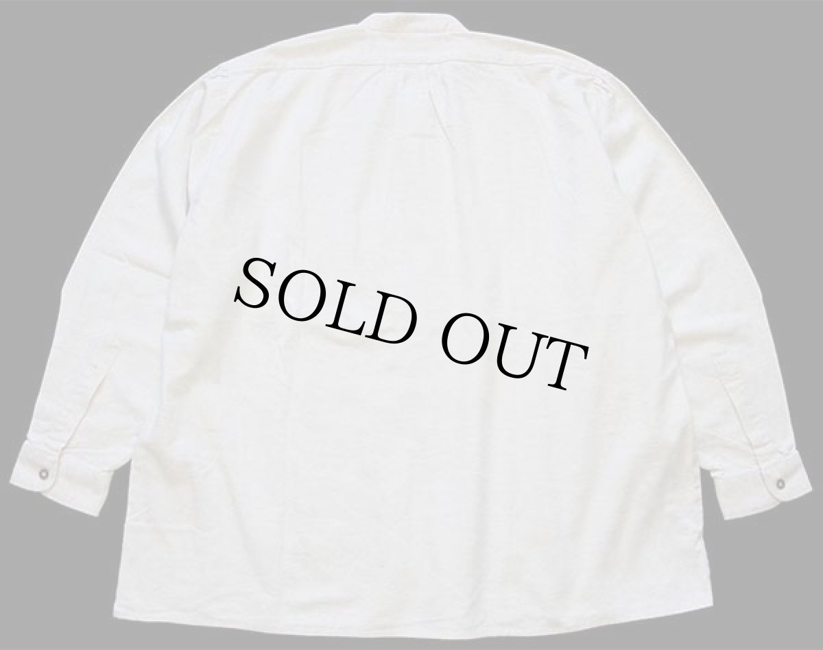 画像2: Distler 刺繍入り バンドカラー プルオーバー チロリアン コットン×リネンシャツ ナチュラル XXL★特大 (2)