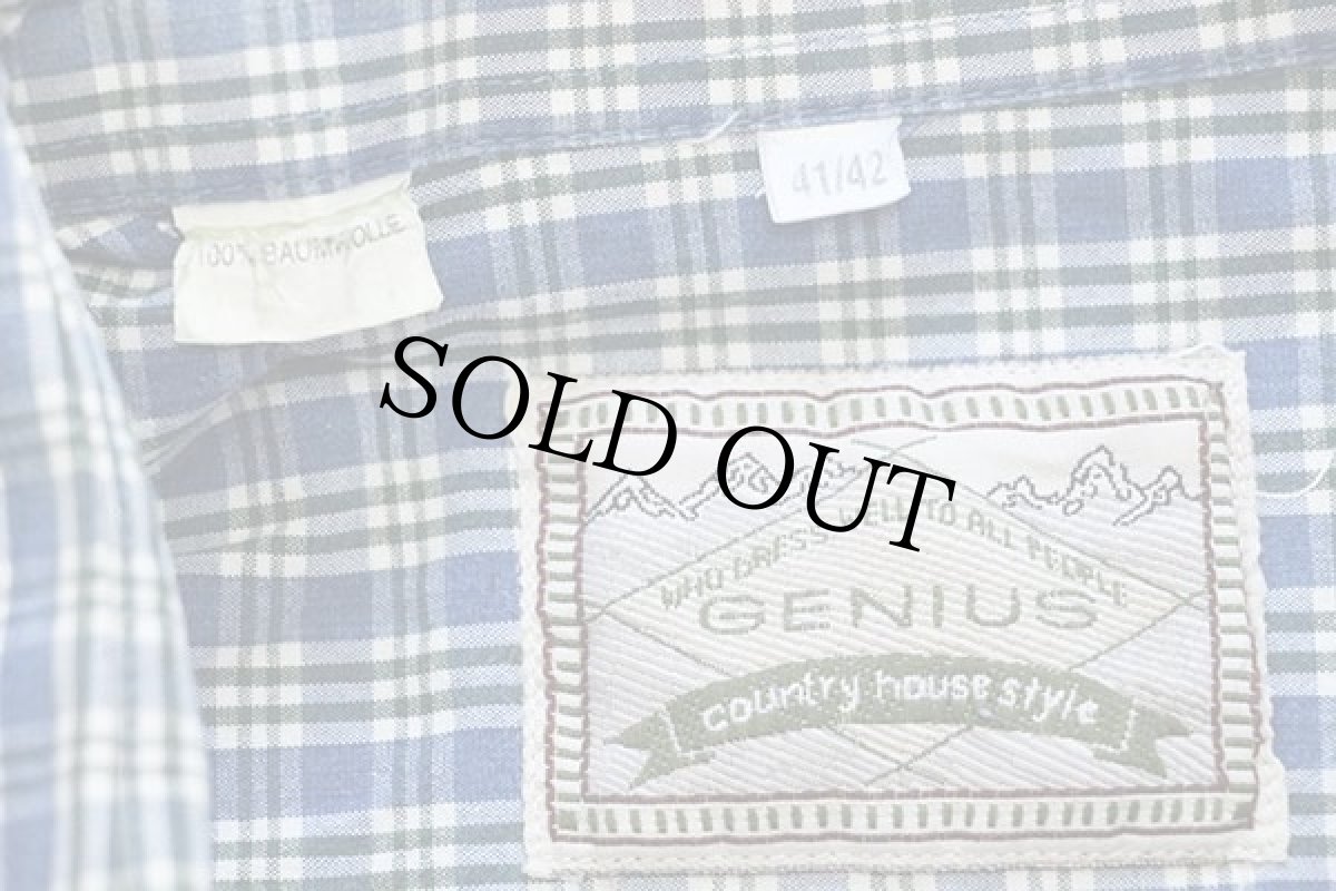 画像4: GENIUS Country house style チェック チロリアン コットンシャツ 41/42 (4)