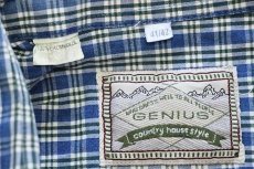 画像4: GENIUS Country house style チェック チロリアン コットンシャツ 41/42 (4)