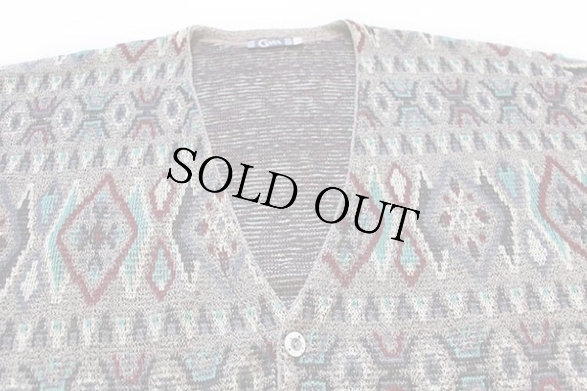 画像3: 90s イタリア製 GIA 総柄 ジャガード コットン×アクリルニット カーディガン 52 (3)