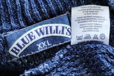 画像4: 90s デンマーク製 BLUE WILLI'S DEN-M-NIT コットンニット カーディガン インディゴ XXL★特大 (4)