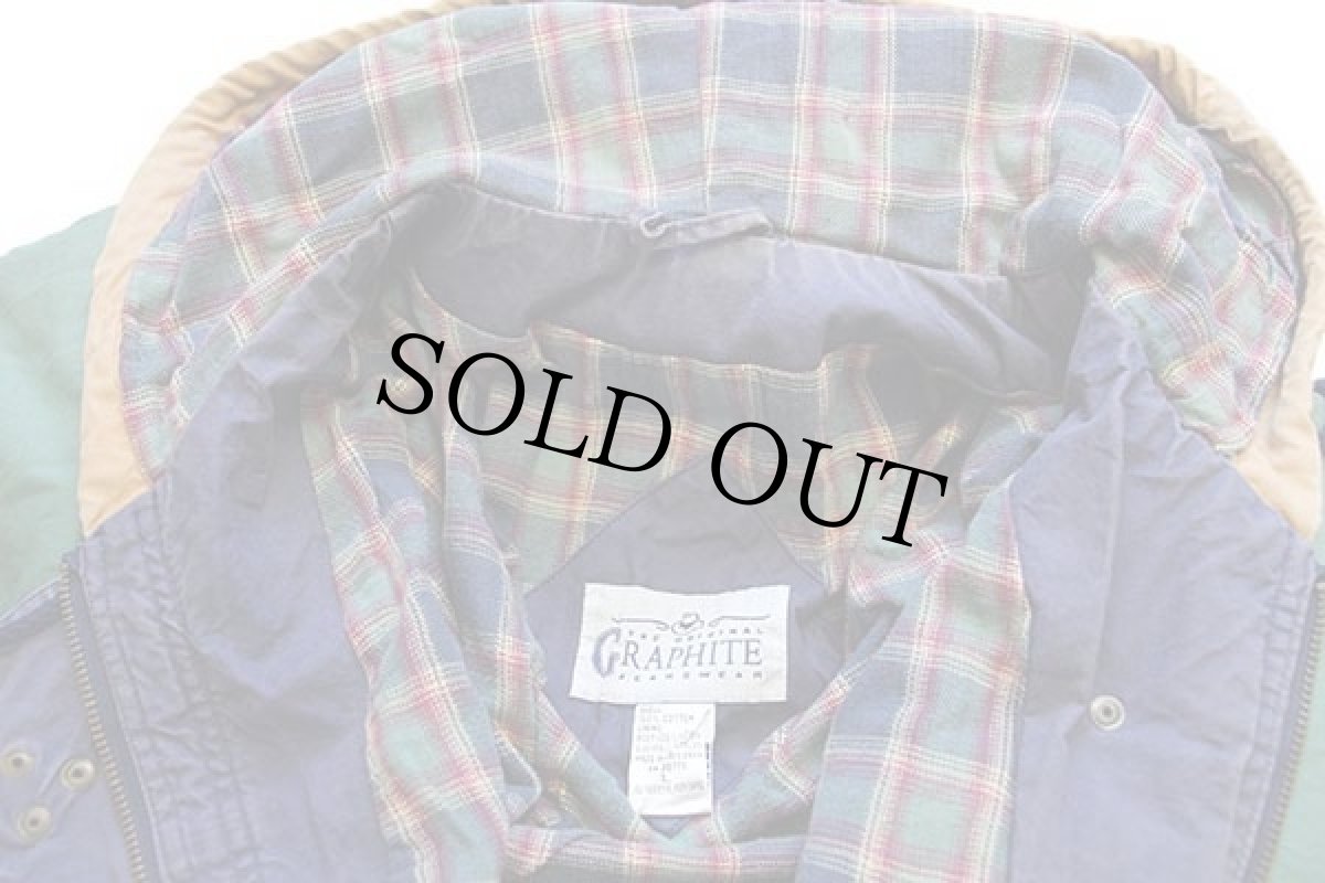 画像5: 00s GRAPHITE マルチ切り替え チェック ネルライナー コットン ファイヤーマン パーカー L★ジャケット (5)