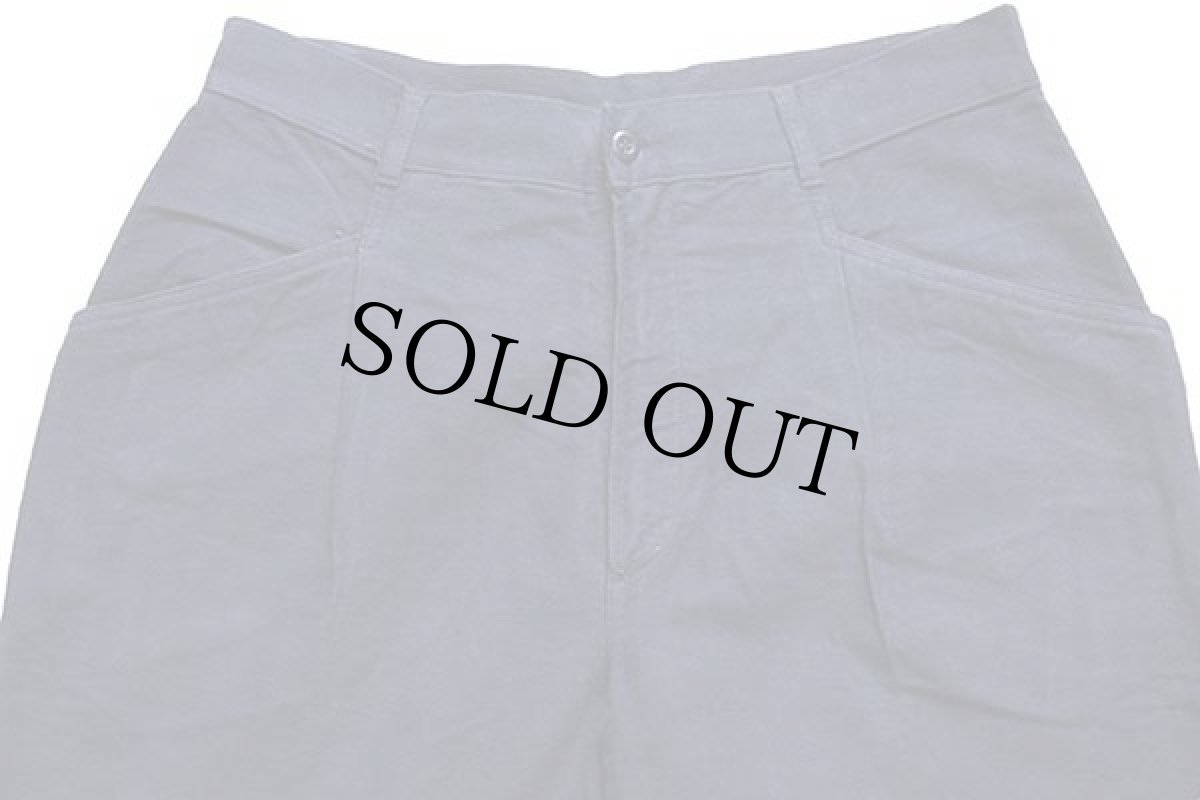 画像4: 90s イタリア製 SISLEY ワンタック スラックス コットン モールスキンパンツ カスタム 紺 w32 (4)