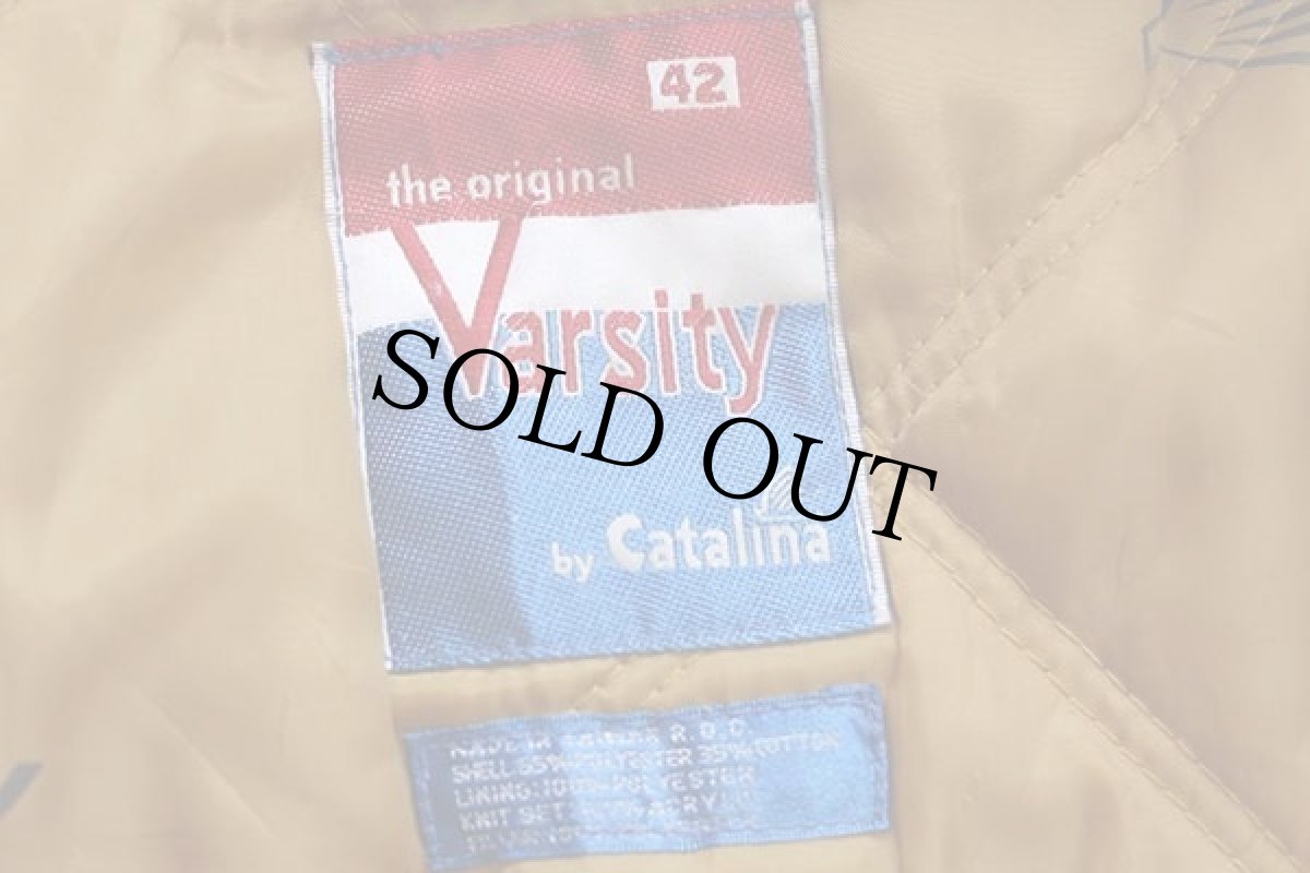 画像4: 80s Catalina Varsity トビウオ総柄 キルティングライナー ダービージャケット カーキ 42LONG (4)