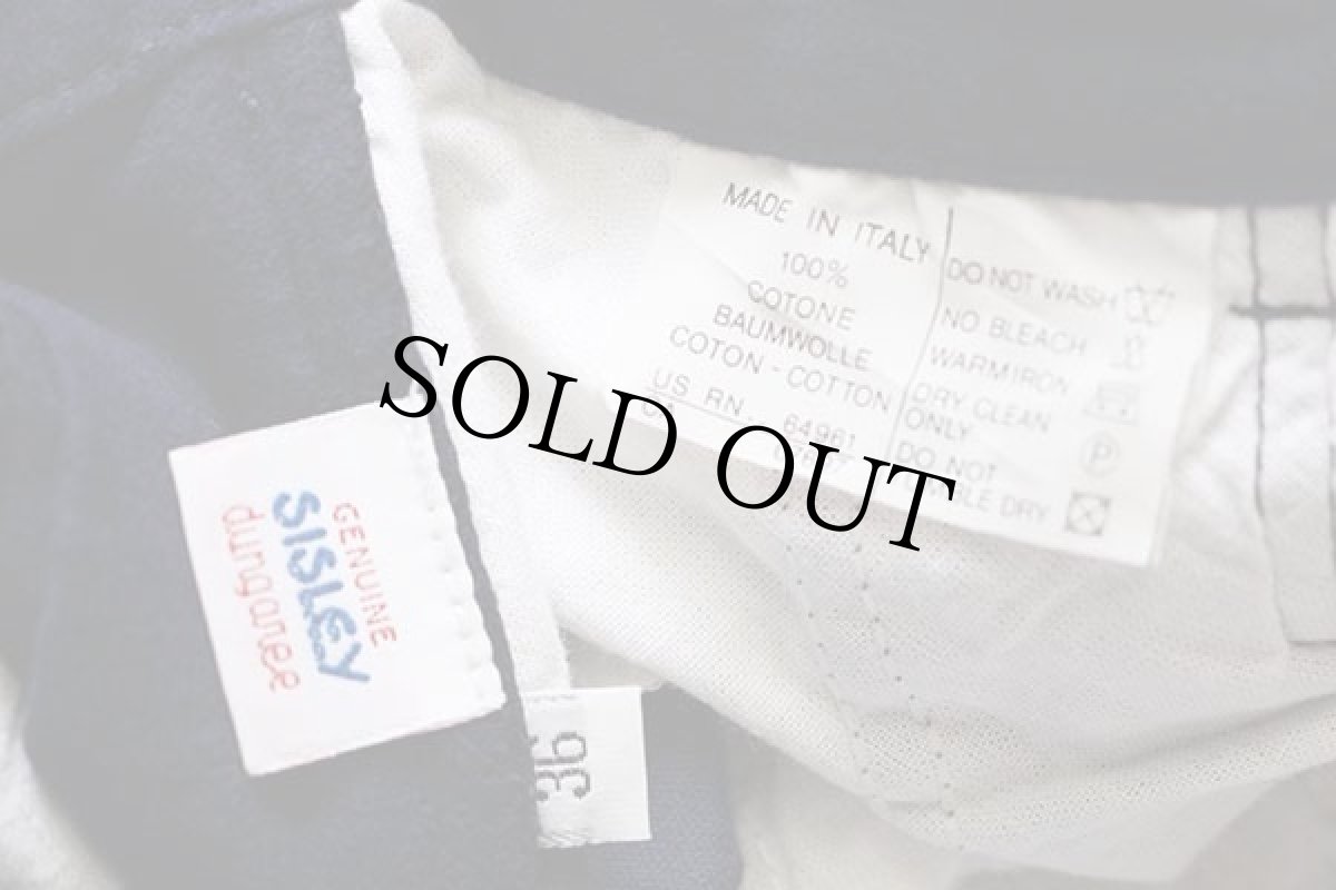 画像6: 90s イタリア製 SISLEY ワンタック スラックス コットン モールスキンパンツ カスタム 紺 w32 (6)