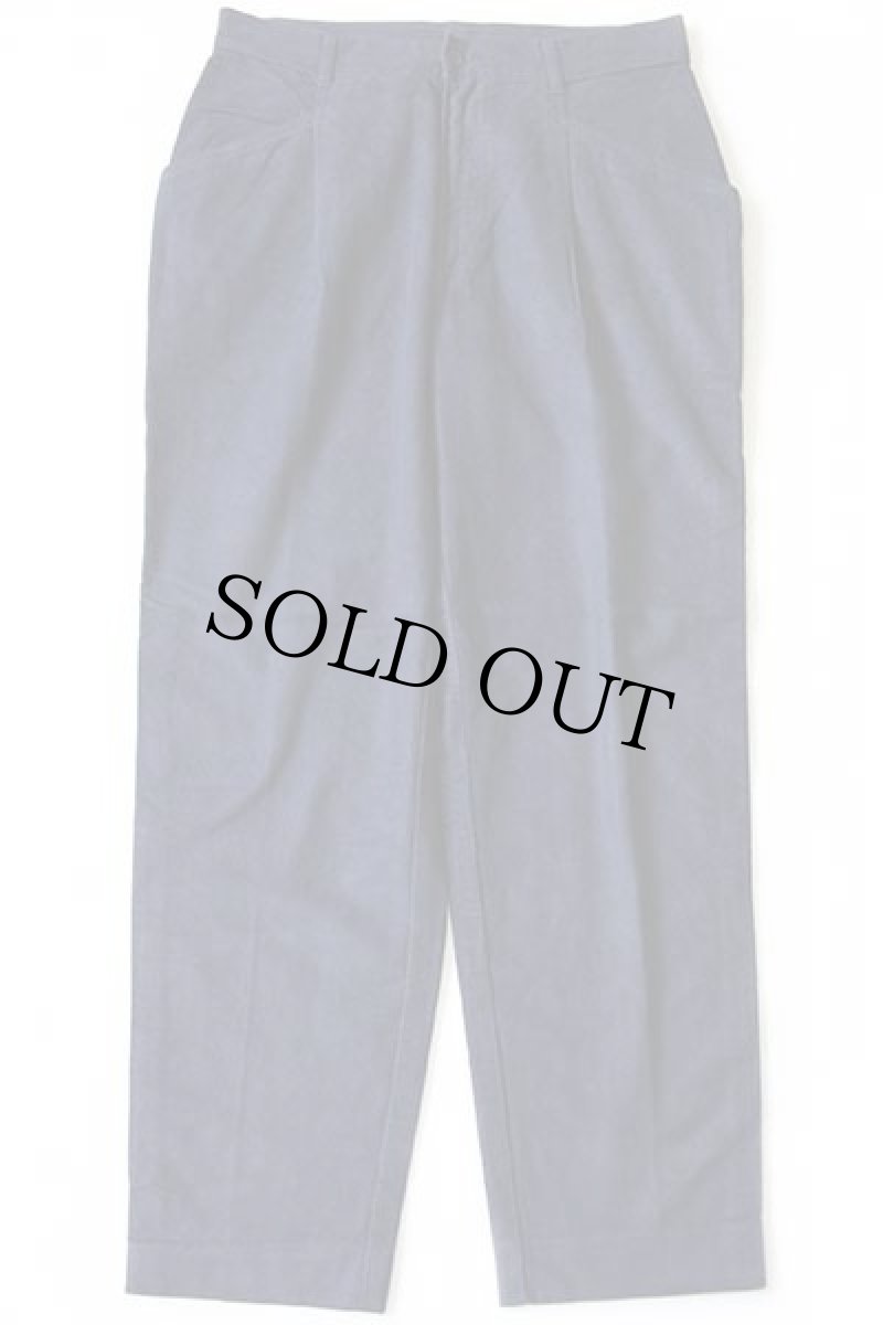 画像2: 90s イタリア製 SISLEY ワンタック スラックス コットン モールスキンパンツ カスタム 紺 w32 (2)