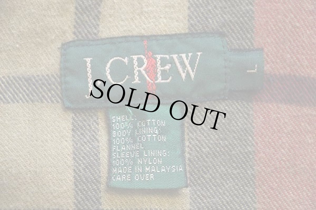 画像4: 90s J.CREW チェック ネルライナー コットンポプリン フィールドコート ブラウン L★ジャケット (4)