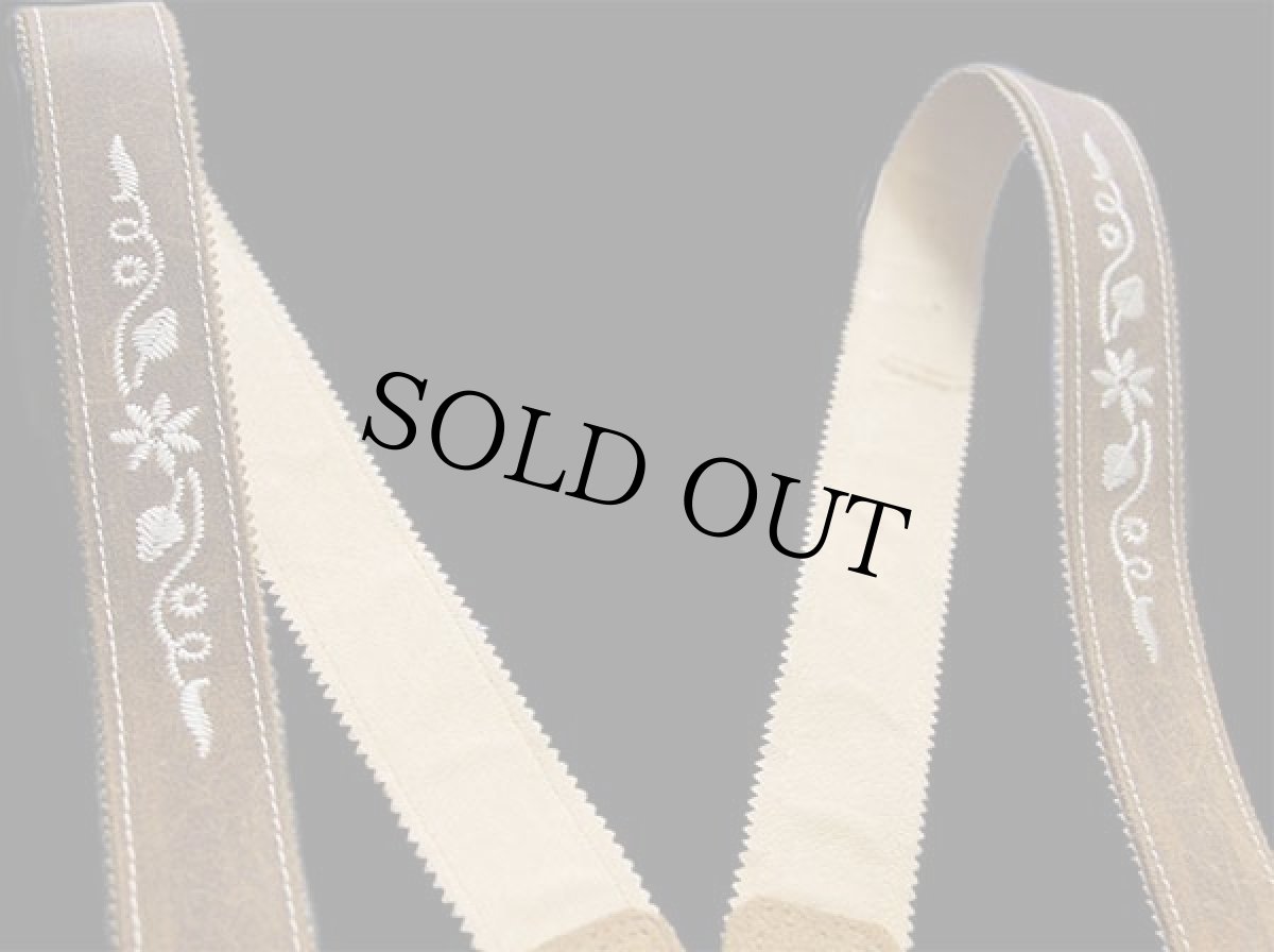 画像7: オーストリア製 Amann 鹿角ボタン スリータック チロリアン リネンパンツ サスペンダー付き グレーベージュ 50 (7)