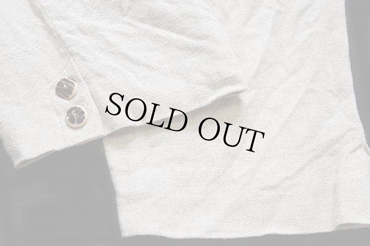 画像8: オーストリア製 Amann 鹿角ボタン スリータック チロリアン リネンパンツ サスペンダー付き グレーベージュ 50 (8)