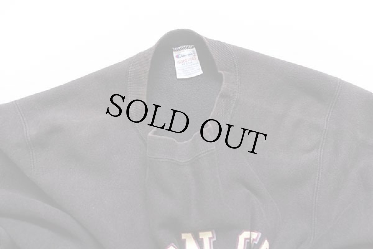 画像7: 90s USA製 Championチャンピオン OCEAN CITY NEW JERSEY CREW ひび割れプリント リバースウィーブ スウェット 黒 M (7)