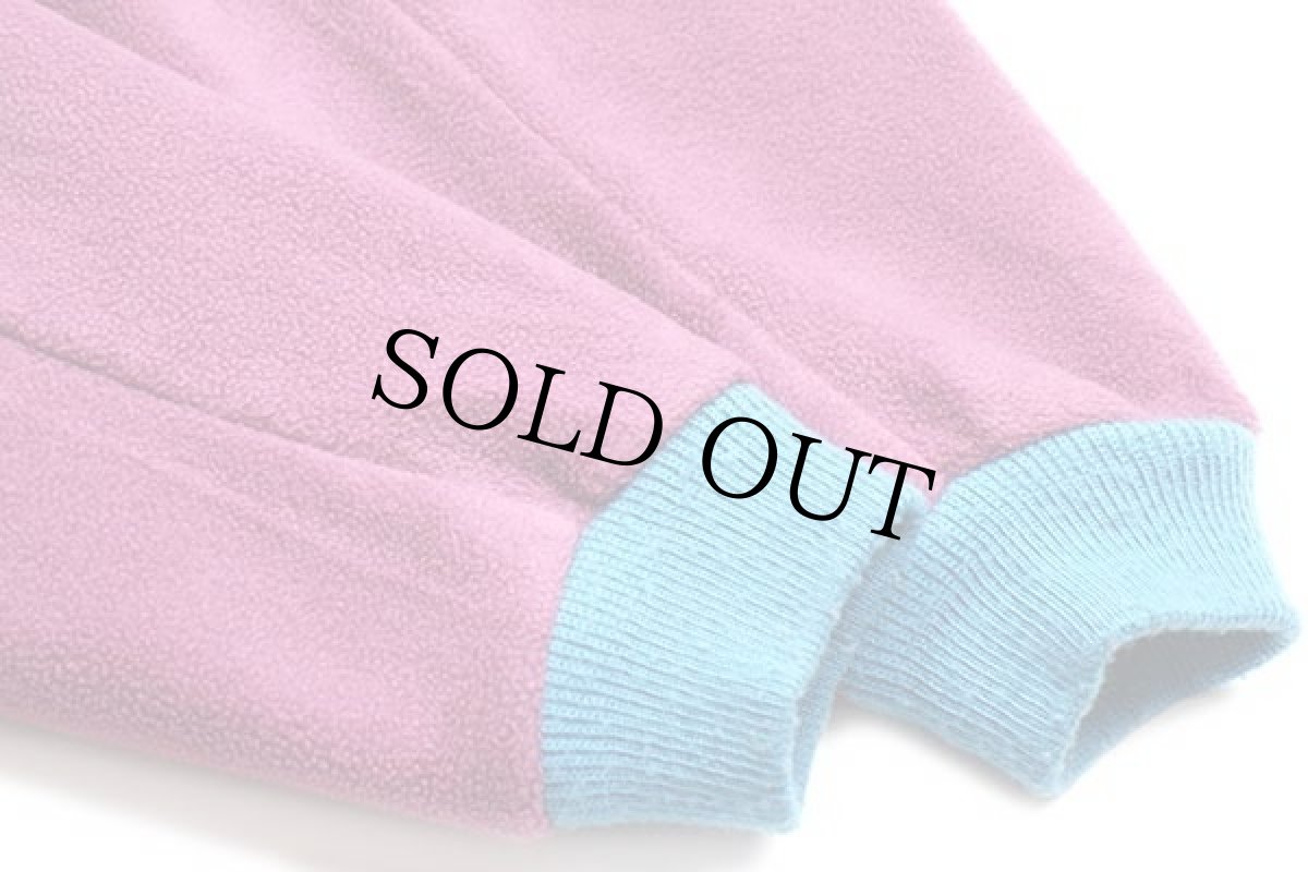 画像6: 80s USA製 TETON Woolrichウールリッチ ハイネック ハーフジップ プルオーバー フリース 赤紫×青 L (6)