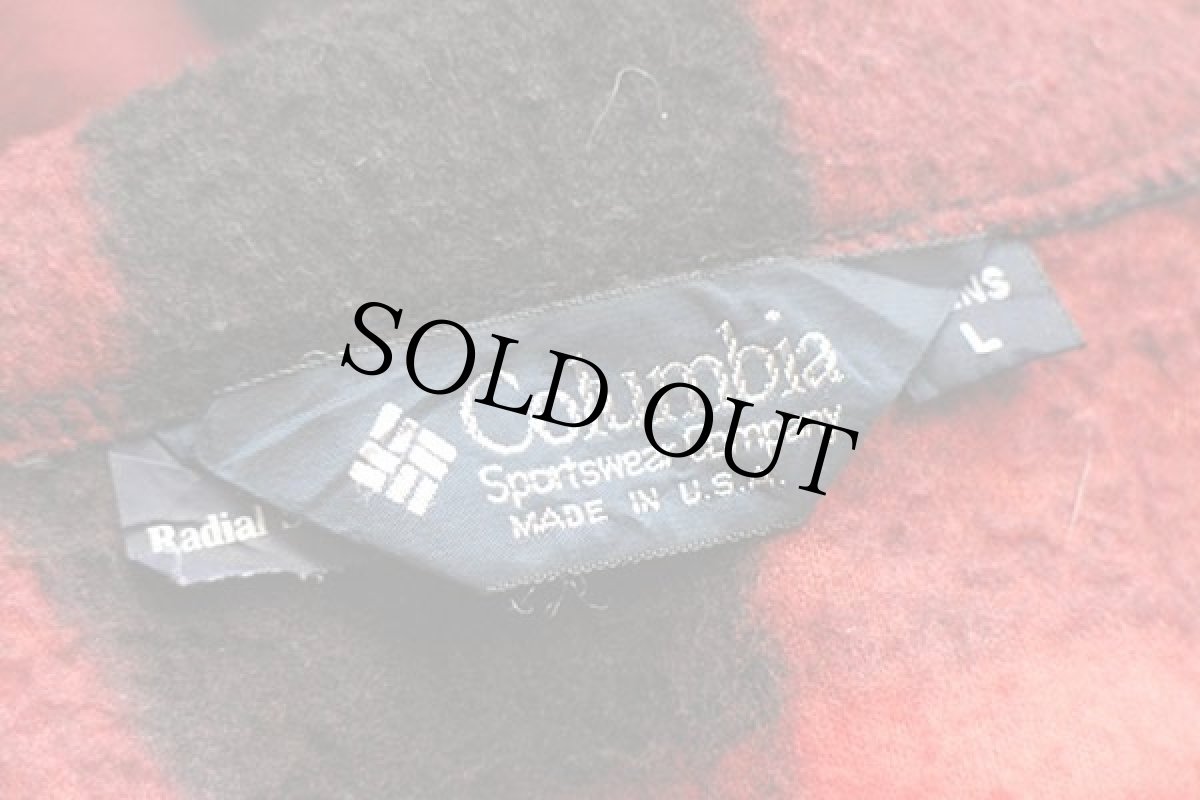 画像4: 90s USA製 Columbiaコロンビア Radial Sleeve バッファローチェック ライナー フリースジャケット 赤×黒 L (4)