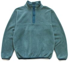 画像1: 90s L.L.Bean 筆記体ロゴ刺繍 プルオーバー フリース グリーン★05 (1)