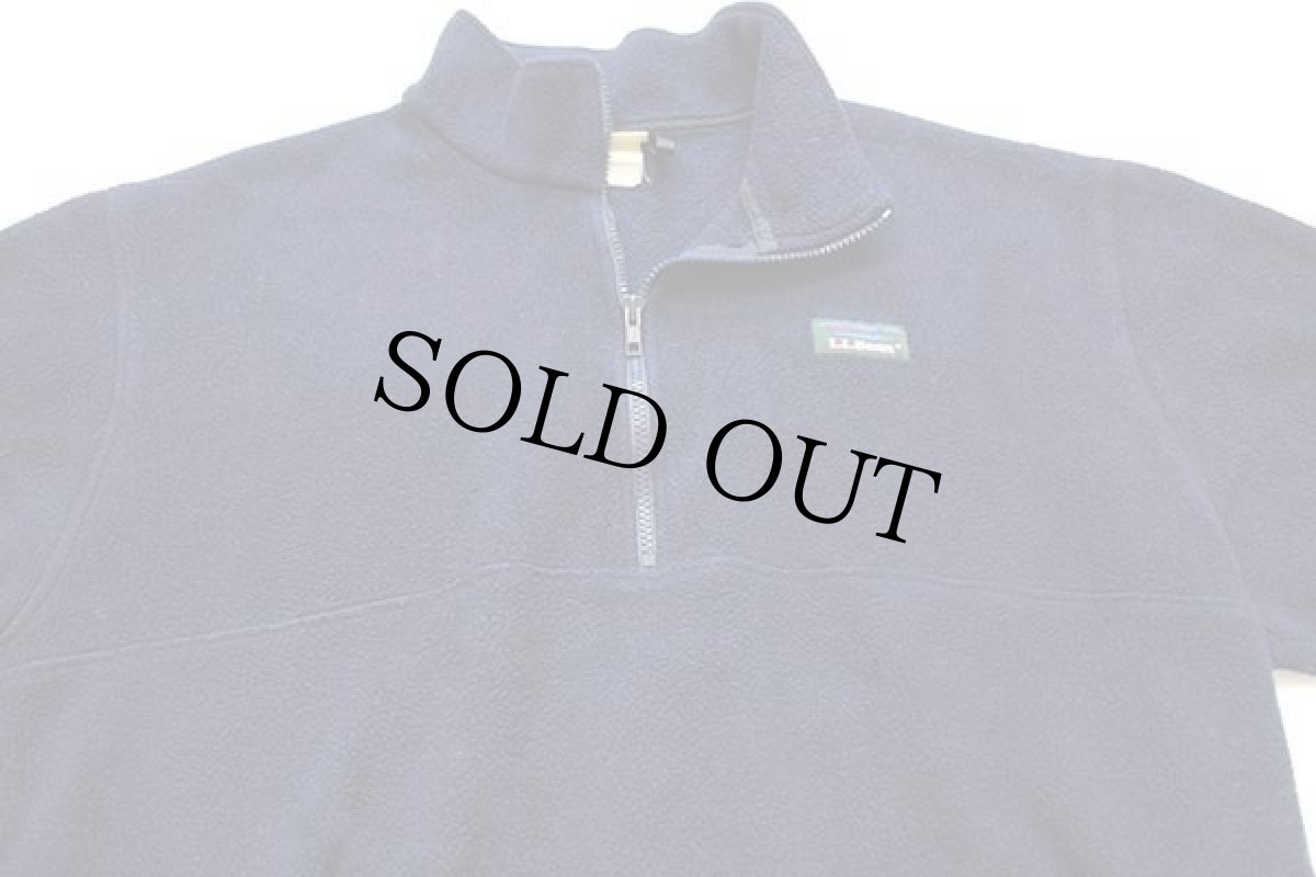 画像3: 90s L.L.Bean ハーフジップ プルオーバー フリース 紺 L (3)