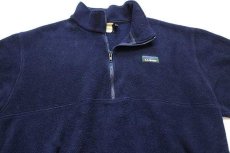 画像3: 90s L.L.Bean ハーフジップ プルオーバー フリース 紺 L (3)