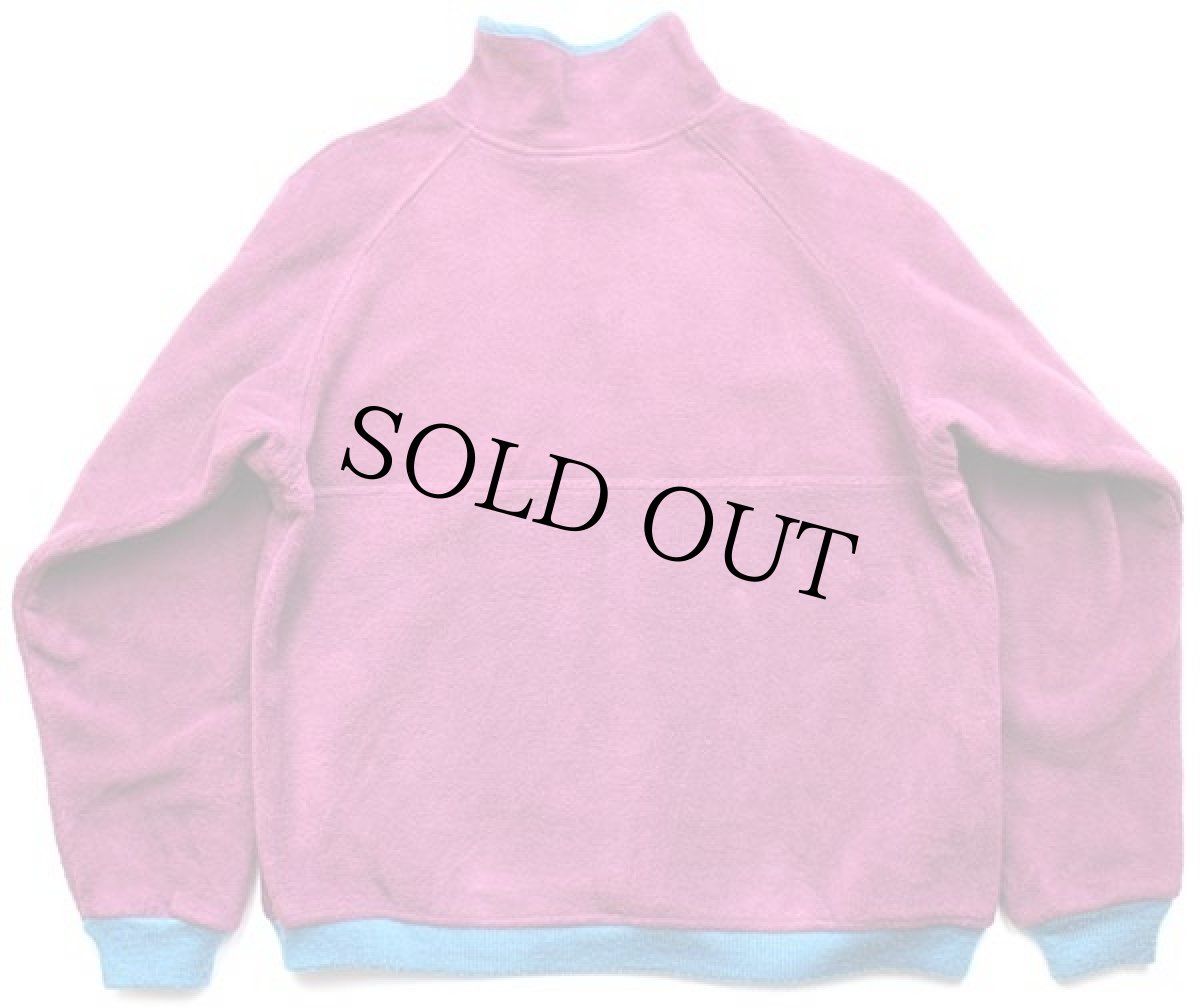 画像2: 80s USA製 TETON Woolrichウールリッチ ハイネック ハーフジップ プルオーバー フリース 赤紫×青 L (2)