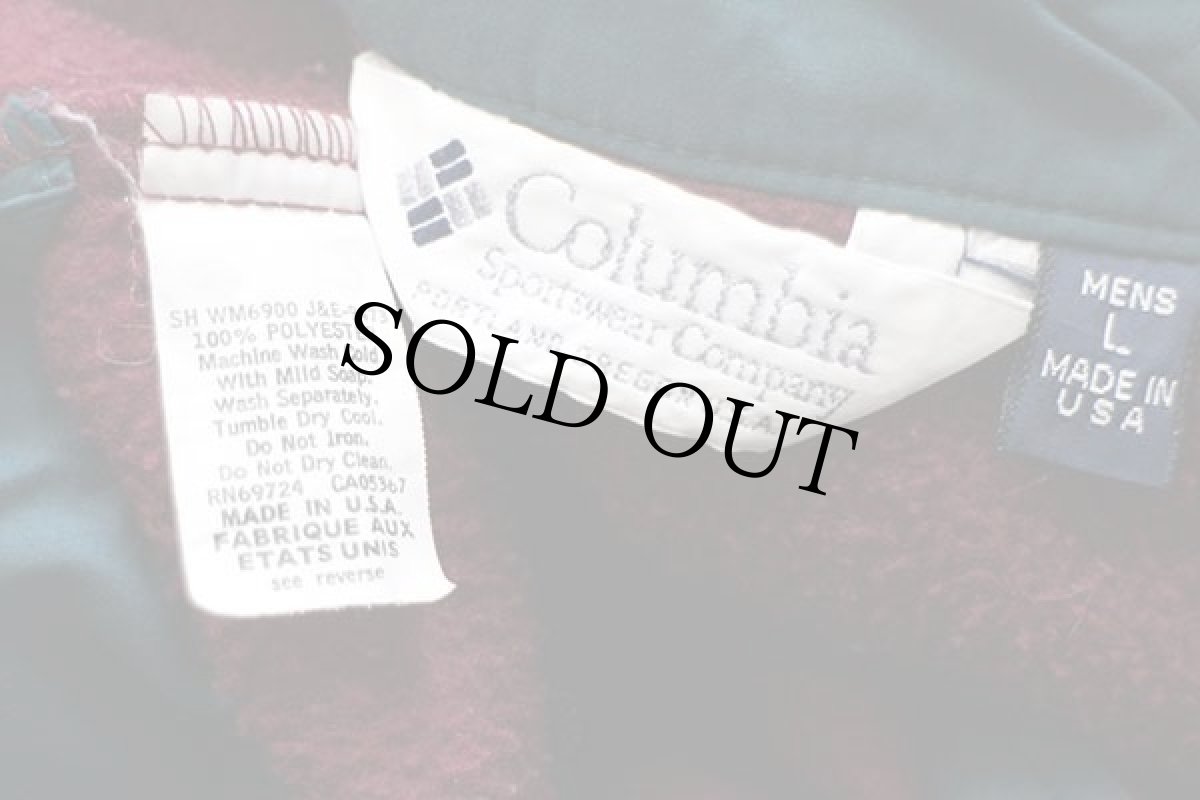 画像4: 90s USA製 Columbiaコロンビア フリース シャツジャケット バーガンディ L (4)