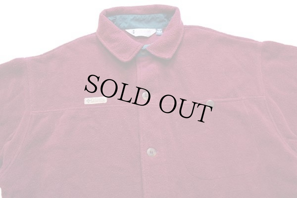 画像3: 90s USA製 Columbiaコロンビア フリース シャツジャケット バーガンディ L (3)