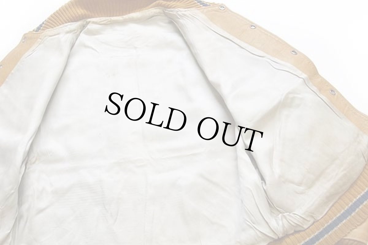 画像6: 60s HOWE パッチ付き オールレザー スタジャン ボロ ペンキ飛び 黄土色 46 (6)