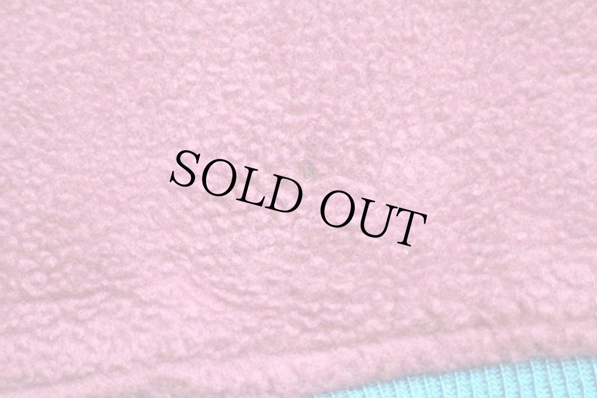 画像7: 80s USA製 TETON Woolrichウールリッチ ハイネック ハーフジップ プルオーバー フリース 赤紫×青 L (7)