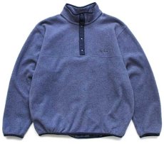 画像1: 90s L.L.Bean 筆記体ロゴ刺繍 プルオーバー フリース ネイビーグレー★07 (1)