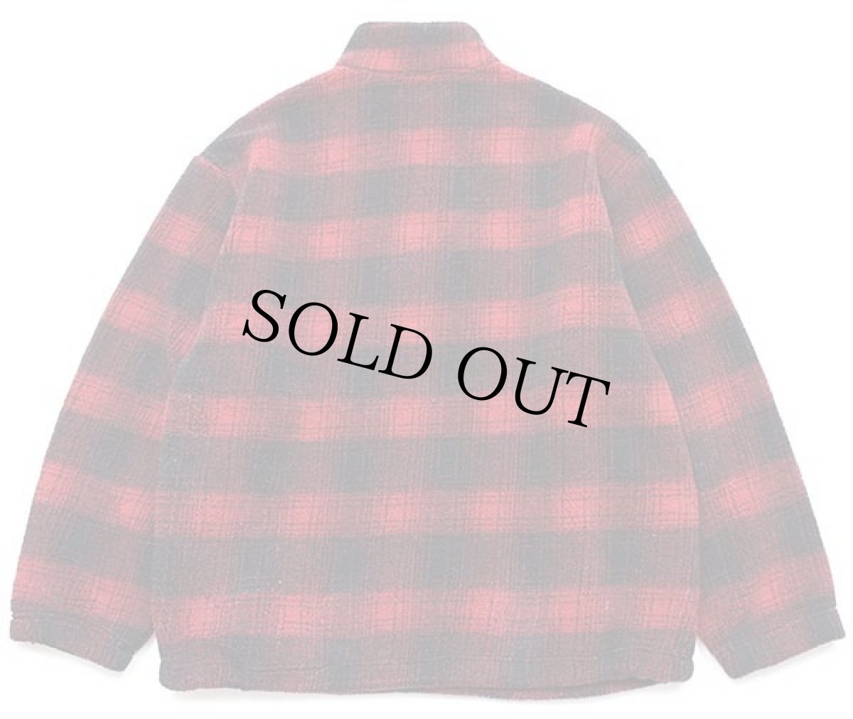 画像2: 00s GAP オンブレチェック ハーフジップ プルオーバー パイル フリース 赤×黒 L (2)