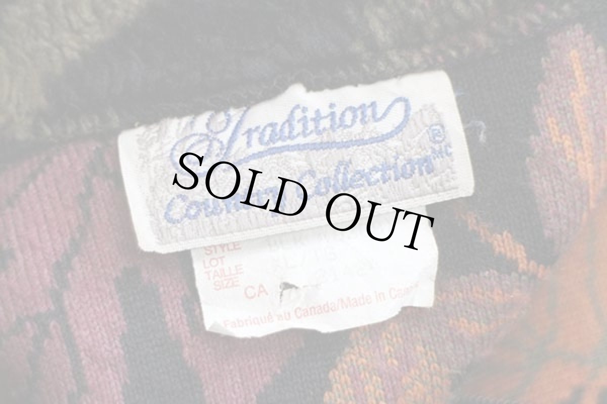 画像4: 90s カナダ製 Tradition Country Collection カエデ リーフ 総柄 パイル フリースジャケット XL (4)