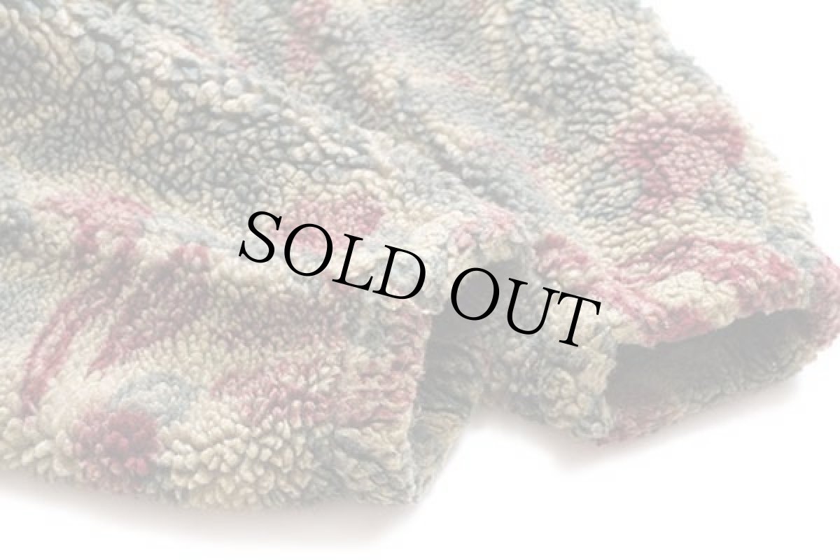 画像7: 90s USA製 Woolrichウールリッチ フラワー リーフ 総柄 パイル フリース ジップパーカー S (7)