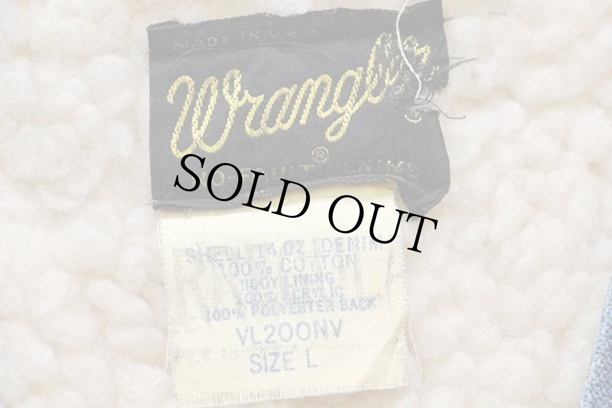 画像4: 70s USA製 Wranglerラングラー VL200NV ボアライナー デニムベスト L (4)