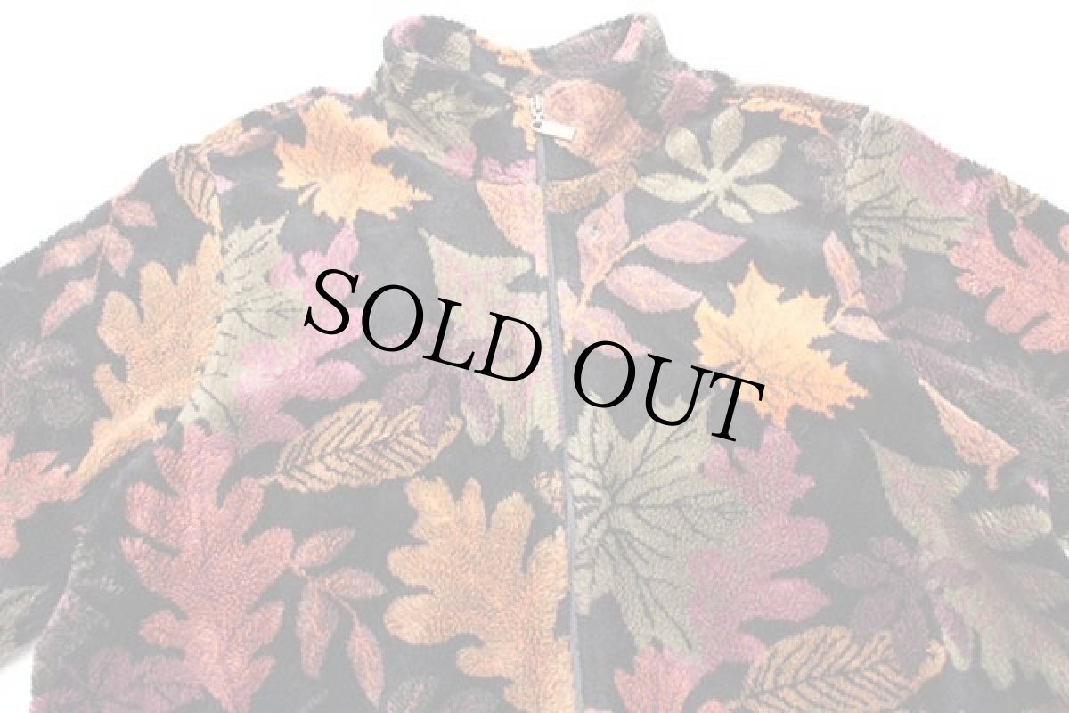 画像3: 90s カナダ製 Tradition Country Collection カエデ リーフ 総柄 パイル フリースジャケット XL (3)