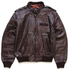 画像1: 80s MEMBERS ONLYメンバーズオンリー スタンドカラー シングルライダース レザージャケット 焦げ赤茶 42 (1)