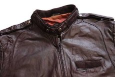 画像3: 80s MEMBERS ONLYメンバーズオンリー スタンドカラー シングルライダース レザージャケット 焦げ赤茶 42 (3)