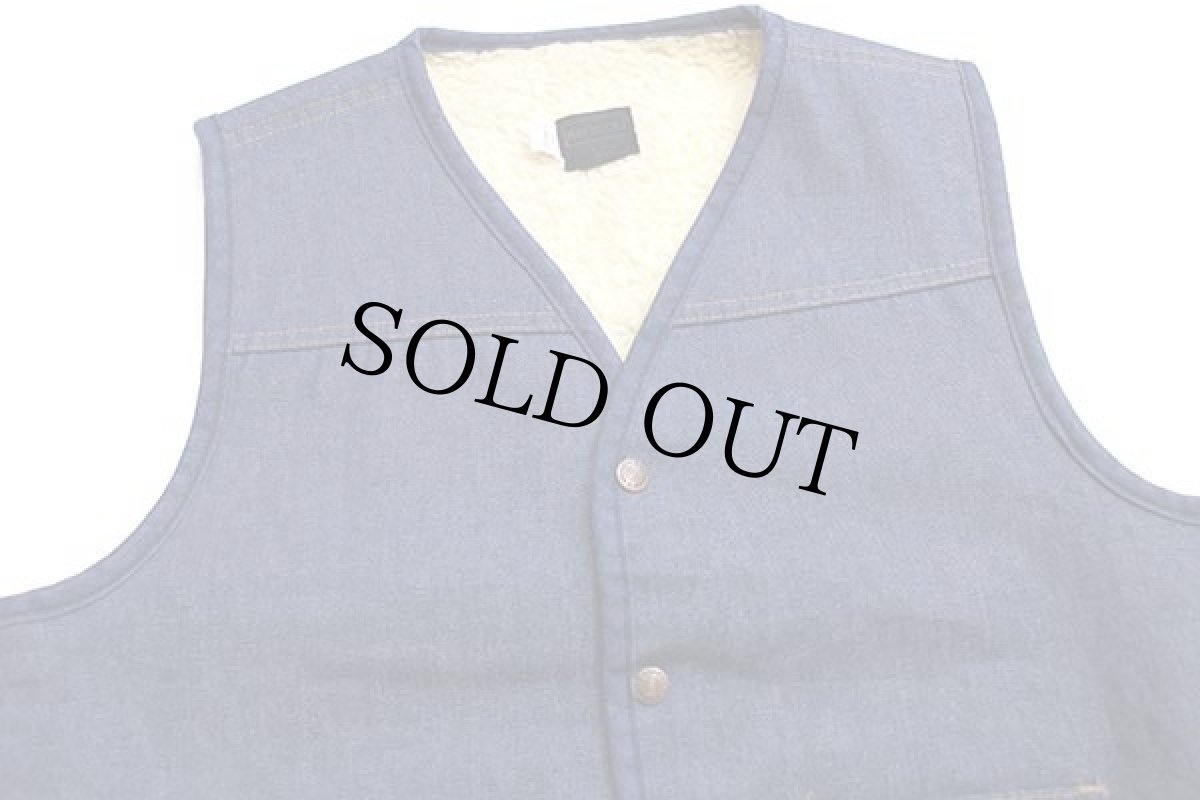 画像3: 70s Sears ROEBUCKS ボアライナー バットダイ デニムベスト L (3)