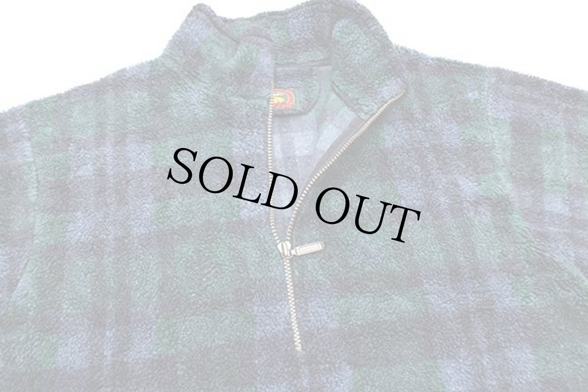 画像3: 90s USA製 ALPS タータンチェック ハーフジップ プルオーバー パイル フリース W-M (3)