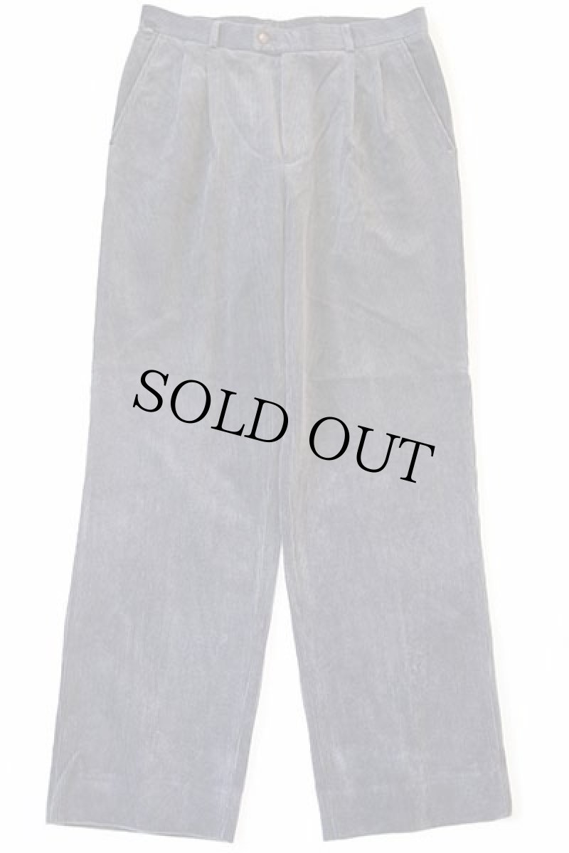 画像2: 90s LACOSTEラコステ ツータック ストレッチ スラックス 太畝 コーデュロイパンツ グレー w33 (2)