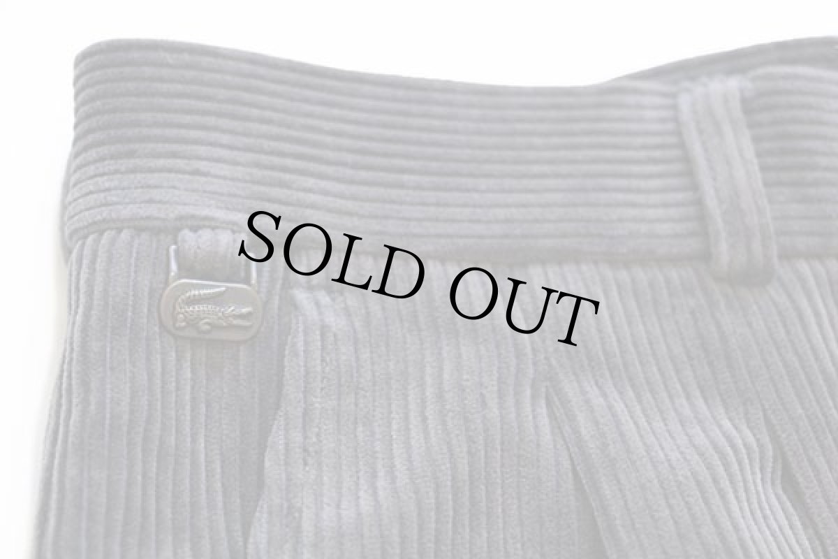 画像7: 90s LACOSTEラコステ ツータック ストレッチ スラックス 太畝 コーデュロイパンツ グレー w33 (7)