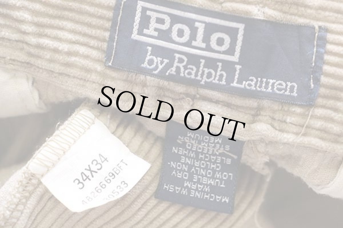 画像6: 90s ポロ ラルフローレン 太畝 コーデュロイ カーゴパンツ ベージュ カスタム w33 (6)