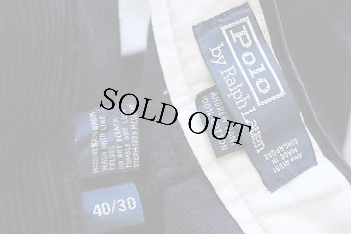 画像6: 90s ポロ ラルフローレン ANDREW PANT ツータック 太畝 コーデュロイパンツ 濃紺 w40 L30 (6)