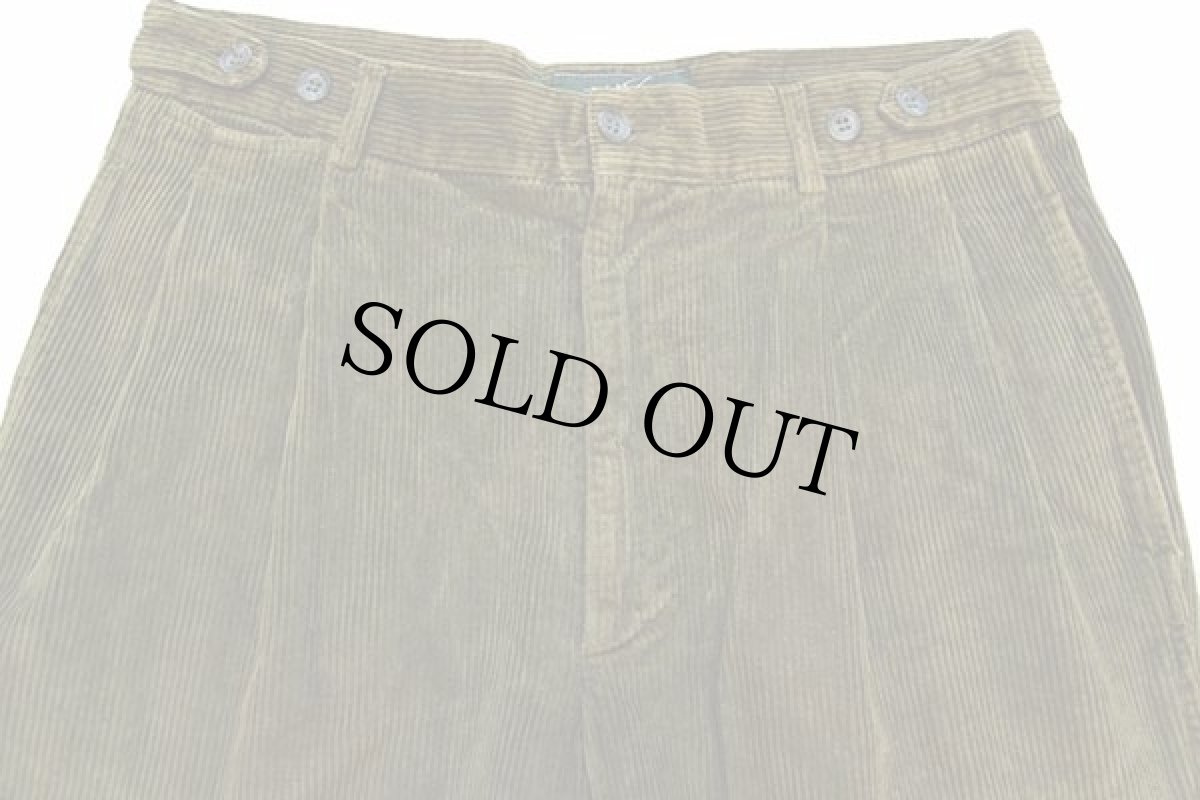 画像4: 90s イタリア製 Henry Cotton's ツータック コットン 太畝 コーデュロイパンツ オリーブ 48 (4)