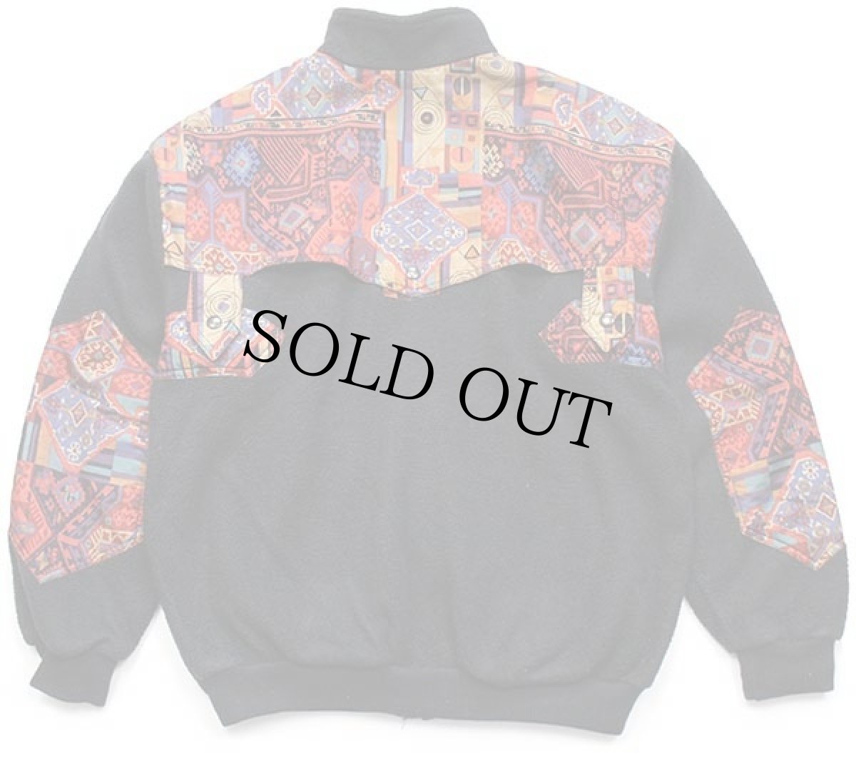 画像2: 90s GRENIX Makalu ネイティブ柄 切り替え POLARTEC フリースジャケット 黒 L (2)