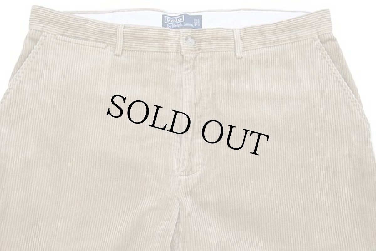 画像4: 00s ポロ ラルフローレン コットン 太畝 コーデュロイパンツ 薄茶 w36 L30 (4)