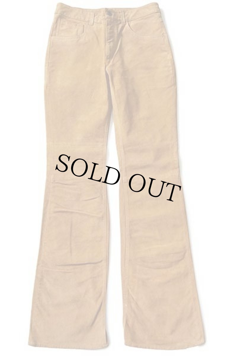 画像2: 80s Levi'sリーバイス フレア スエード レザーパンツ 茶 w30 L34★ユーロ (2)